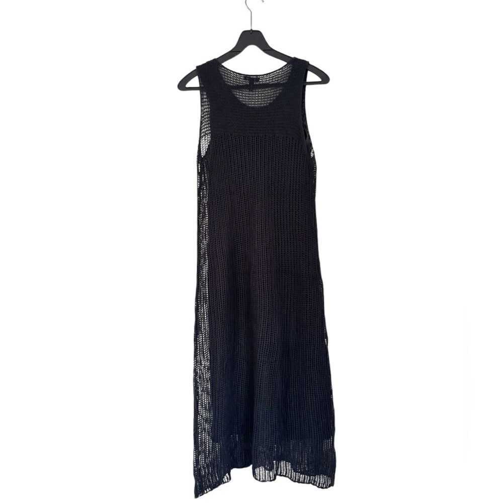 Eileen Fisher Black Crochet Midi Scoop Neck Dress Size Small - Picture 3 of 4